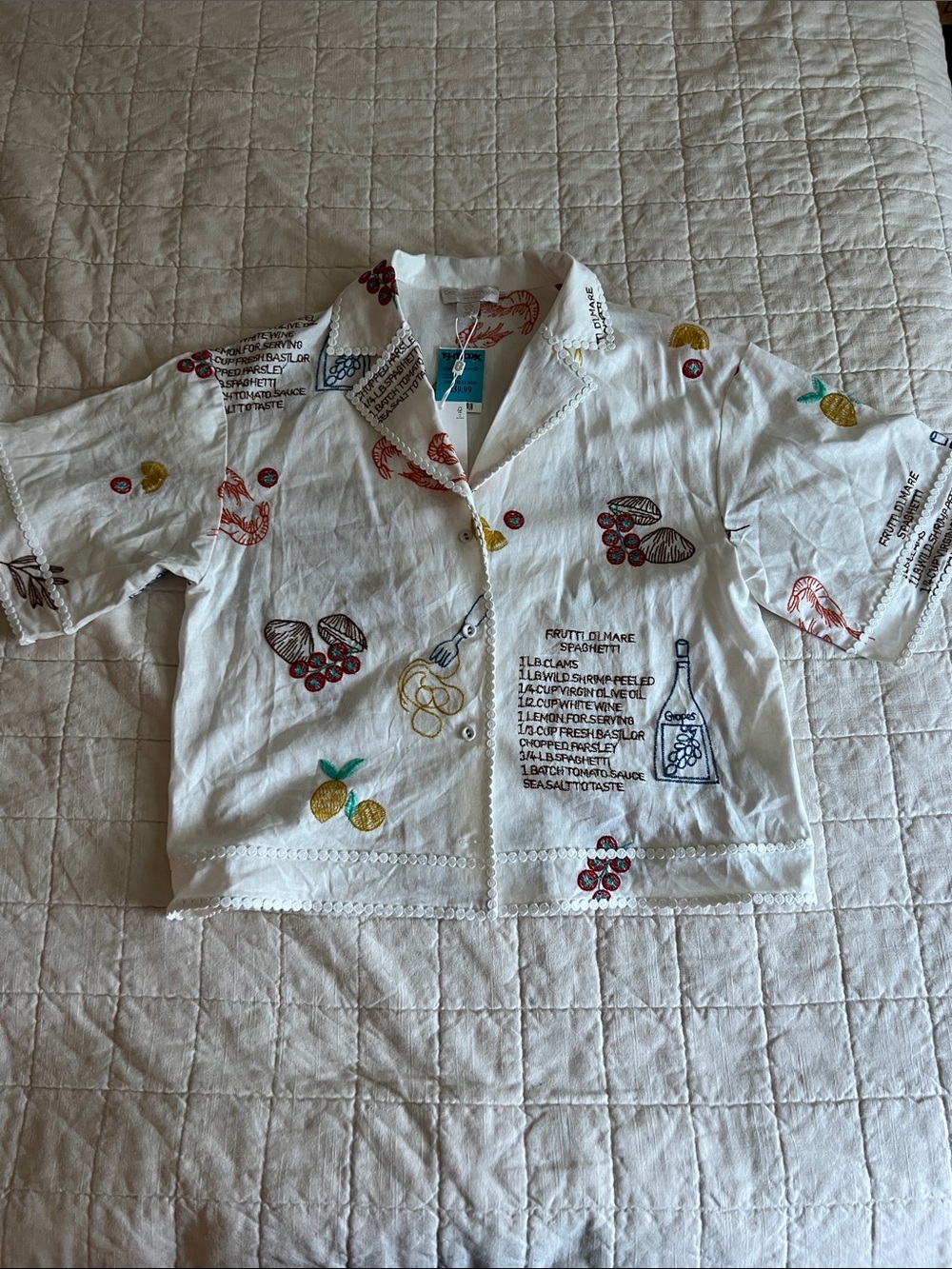 Caroline Constas White Embroidered Button-Up Shirt